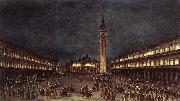 GUARDI, Francesco Nighttime Procession in Piazza San Marco fdh oil on canvas